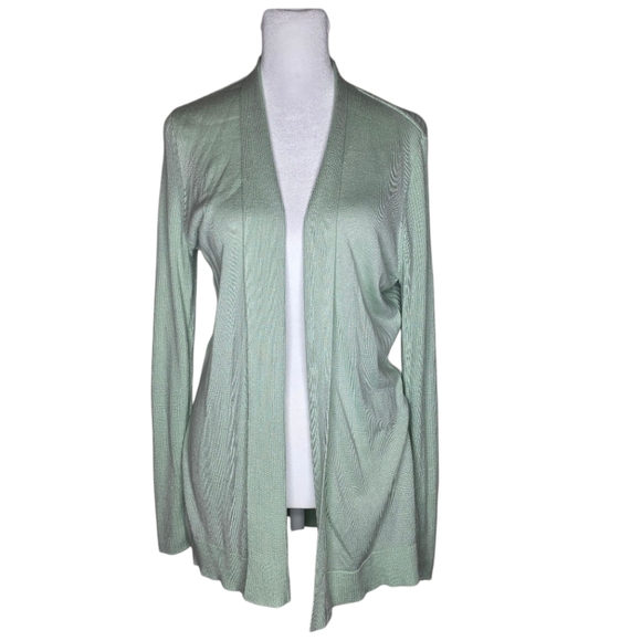 Liz Claiborne Mint Green Open Front Knit Cardigan Size Medium - Picture 1 of 6